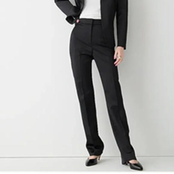J Crew Collection Kate Straight Leg Pants in Structured Satin Black NWT - Picture 1 of 10